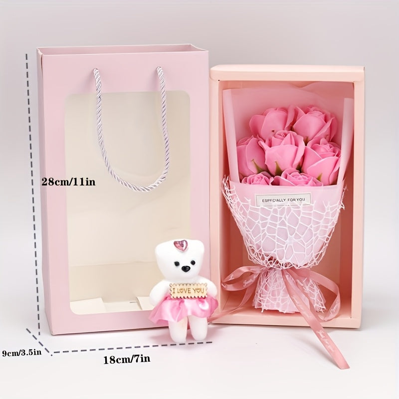 Valentine’s Day Gift Box with Rose & Teddy Bear-1