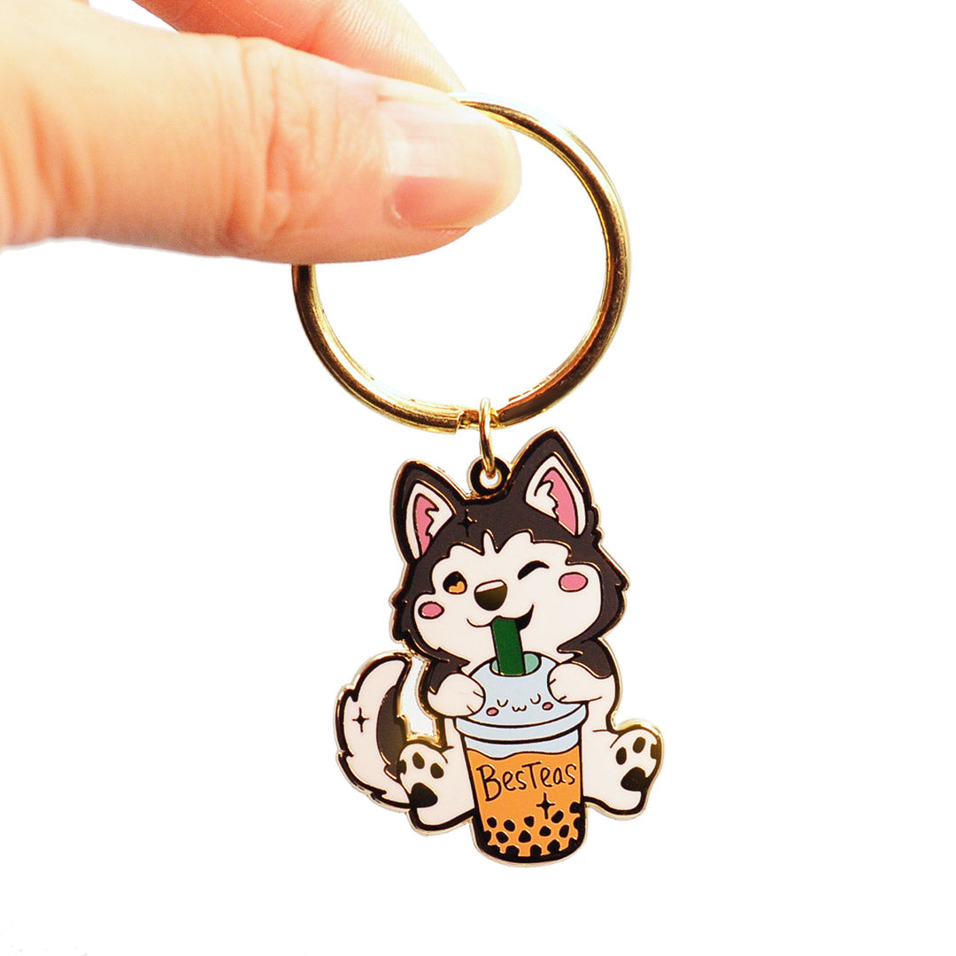 Besteas Boba Husky Enamel Keychain-2