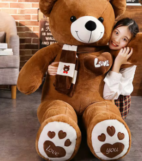 Huge 100cm Brown Giant Teddy Bear Toys Stuffed Animals Soft Plush Cotton Scarf Bear Hold Pillow Doll-4