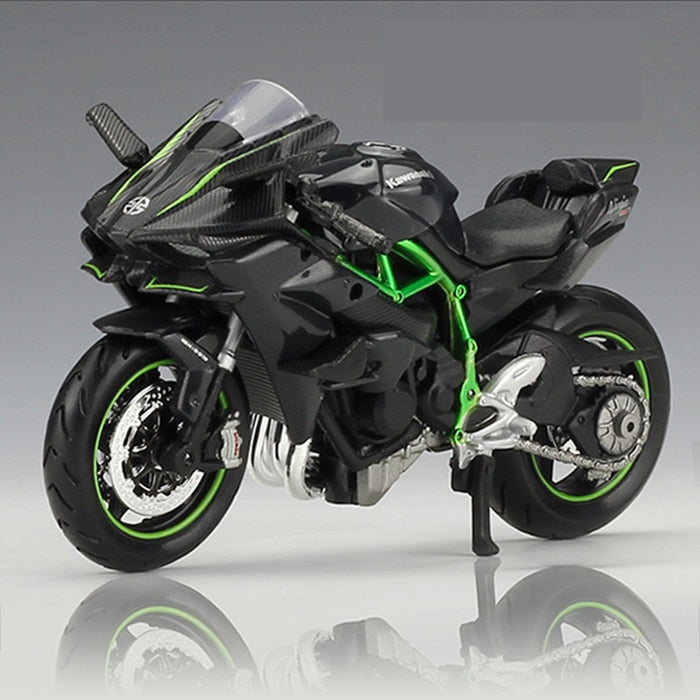 Motorcycle Diecast Alloy Model Toy Black Ninja H2R Motorbike Detachable Collection-1