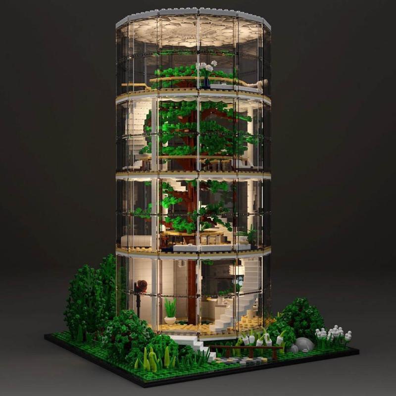 Glass Tree House Modular Building Blocks Glass House Moc Bricks Tree House Toys Bricks-1