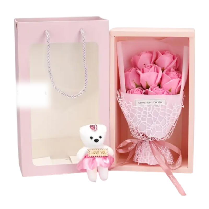Valentine’s Day Gift Box with Rose & Teddy Bear-0