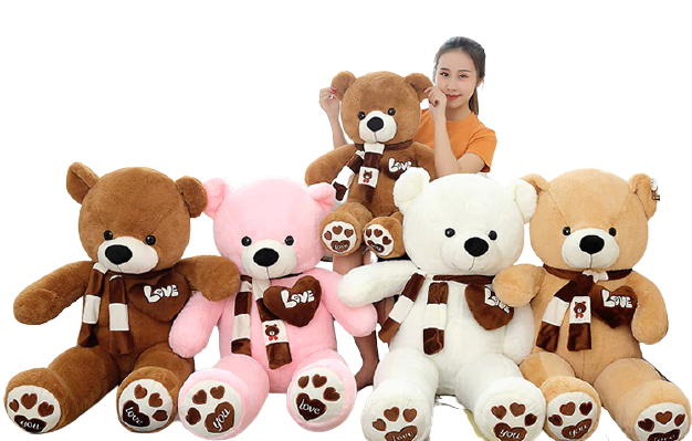 Huge 100cm Khaki Giant Teddy Bear Toys Stuffed Animals Soft Plush Cotton Scarf Bear Hold Pillow Doll-1