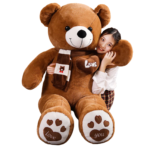 Huge 100cm Brown Giant Teddy Bear Toys Stuffed Animals Soft Plush Cotton Scarf Bear Hold Pillow Doll-1