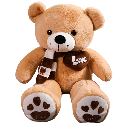 Huge 100cm Khaki Giant Teddy Bear Toys Stuffed Animals Soft Plush Cotton Scarf Bear Hold Pillow Doll-0