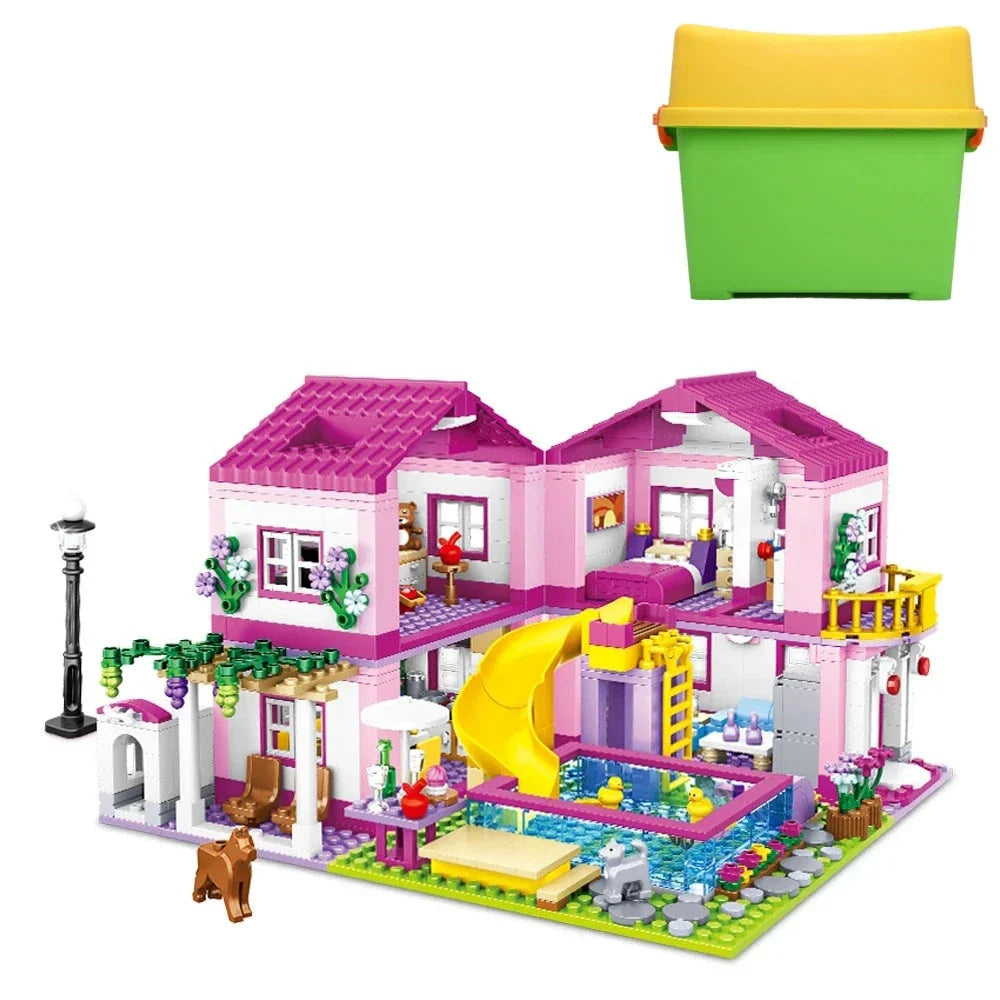 City Villa Castle Building Blocks Set with Pool-0