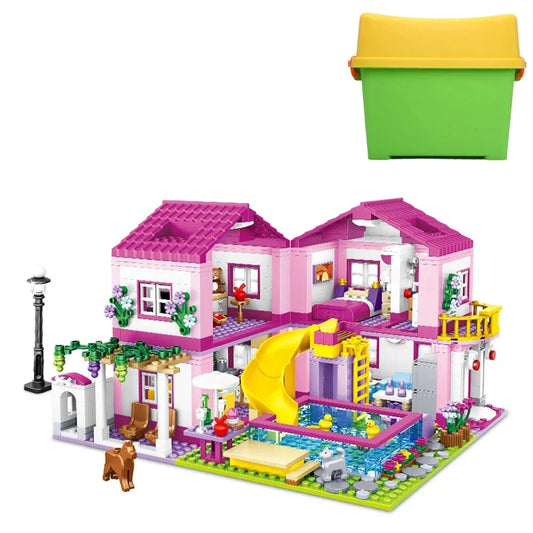 City Villa Castle Building Blocks Set with Pool-0