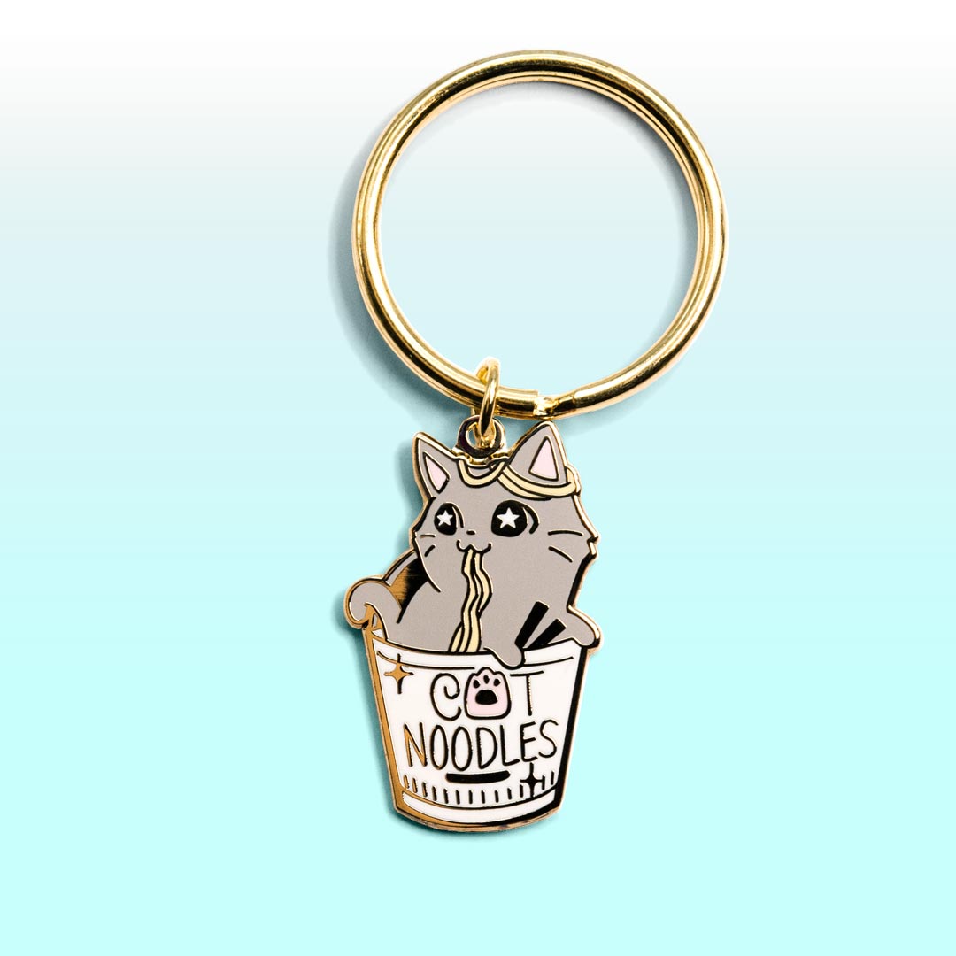 Cat (Cup) Noodles Enamel Keychain-0