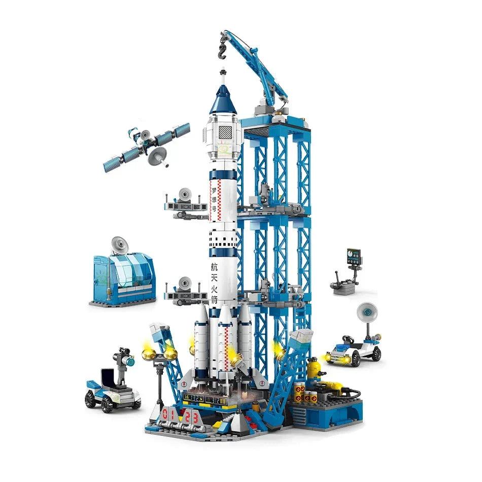 Space Manned Rocket Building Blocks with Astronaut Figure-0