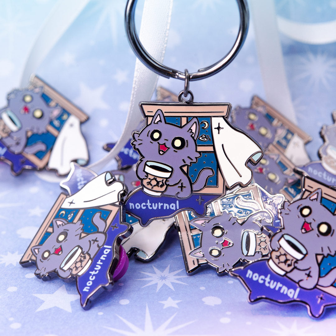 Nocturnal (Nebelung Cat) Keychain-1