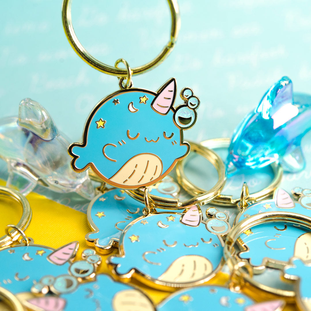 Sleepy Whale Enamel Keychain-1
