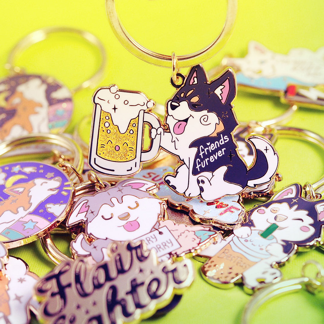 Friends Furever Husky Enamel Keychain-1