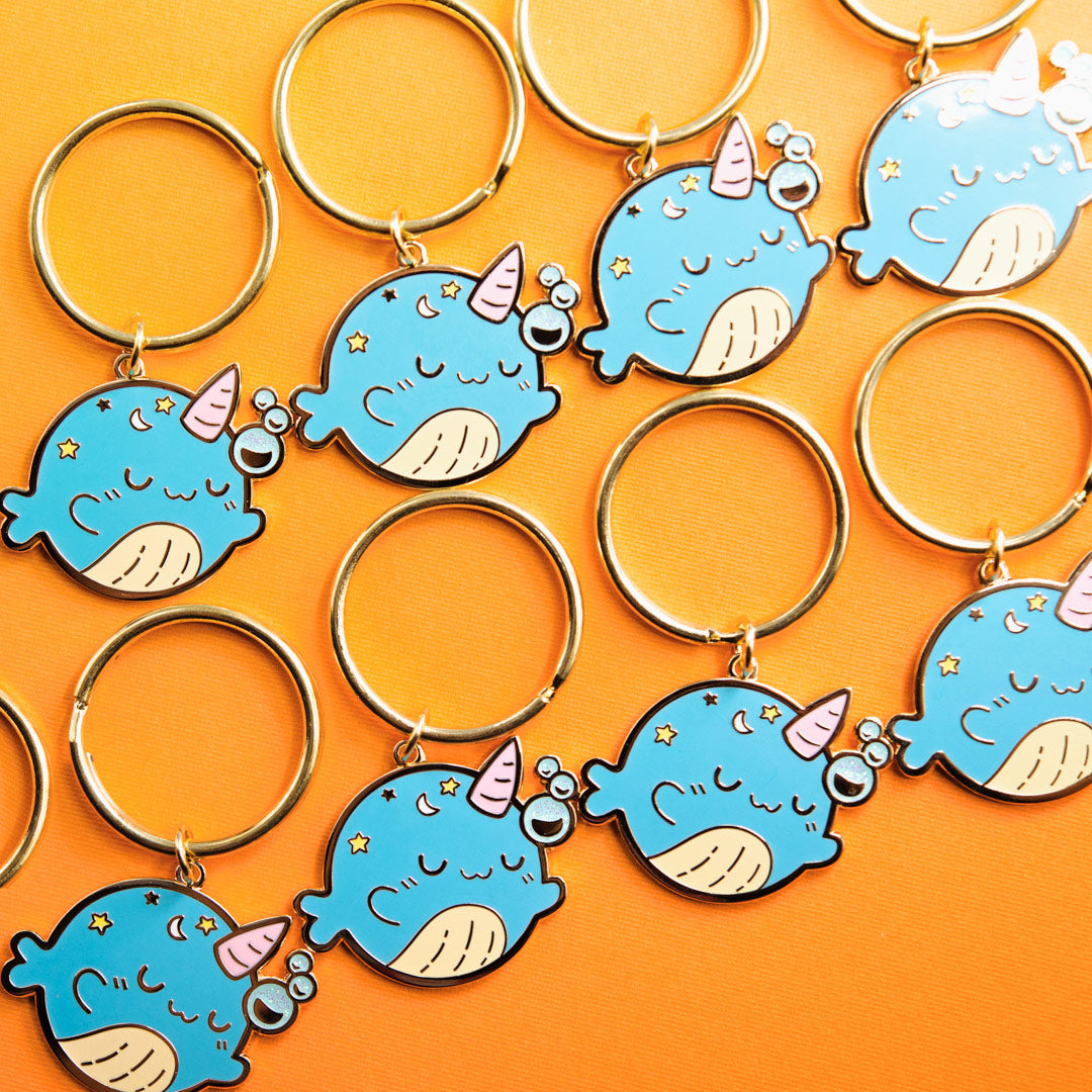 Sleepy Whale Enamel Keychain-2