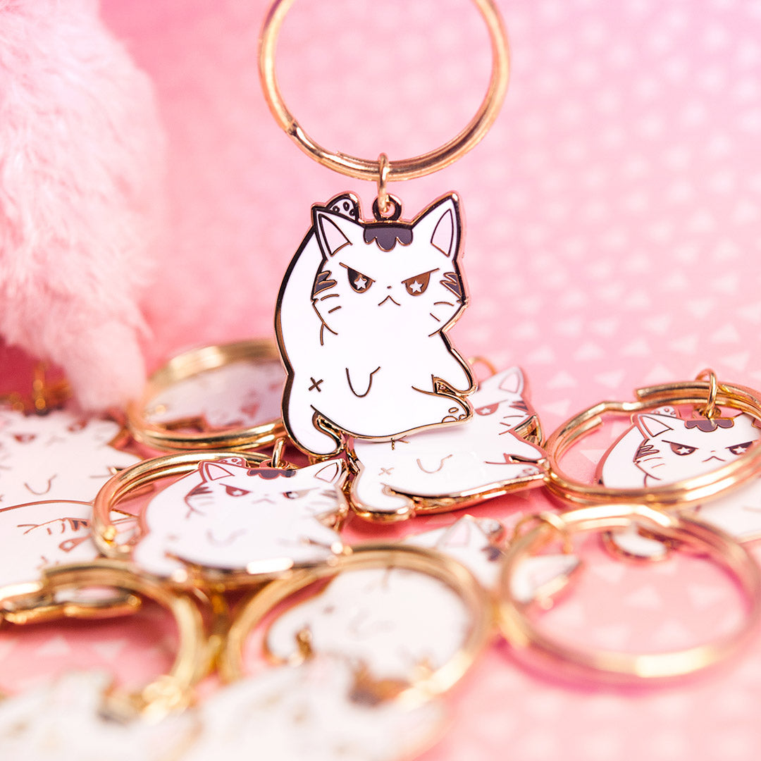 Angry Cat Enamel Keychain-1