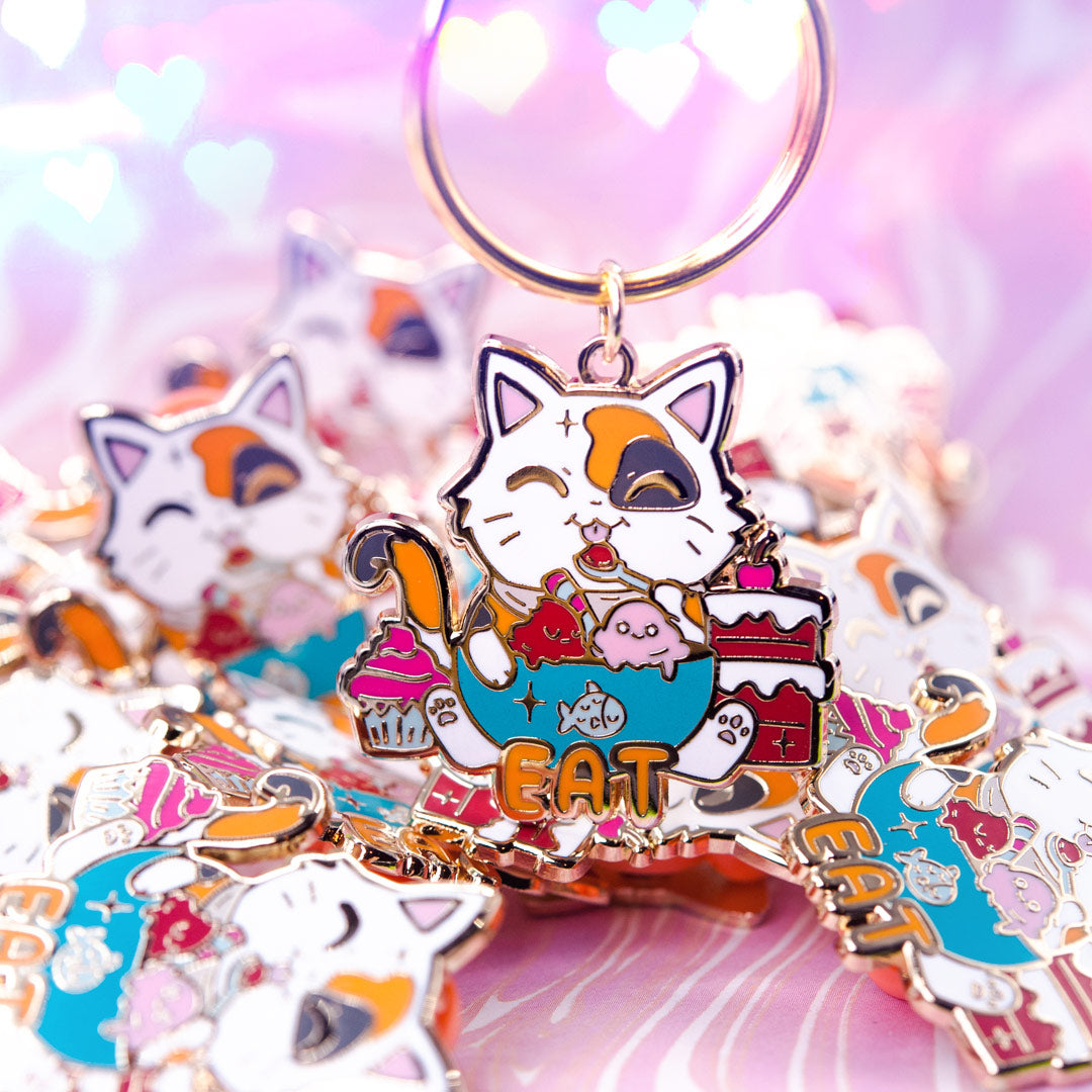 EAT (Calico Cat) Keychain-1