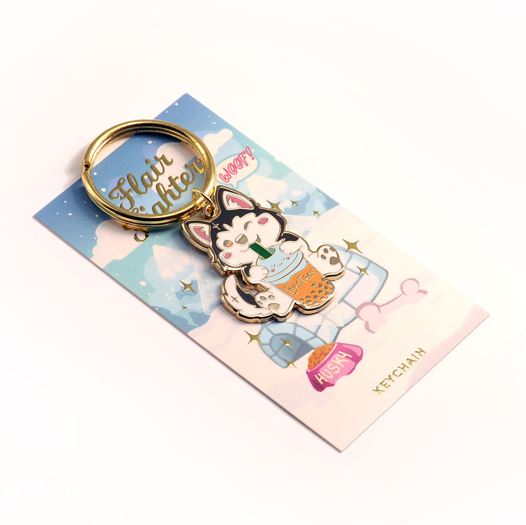 Besteas Boba Husky Enamel Keychain-3