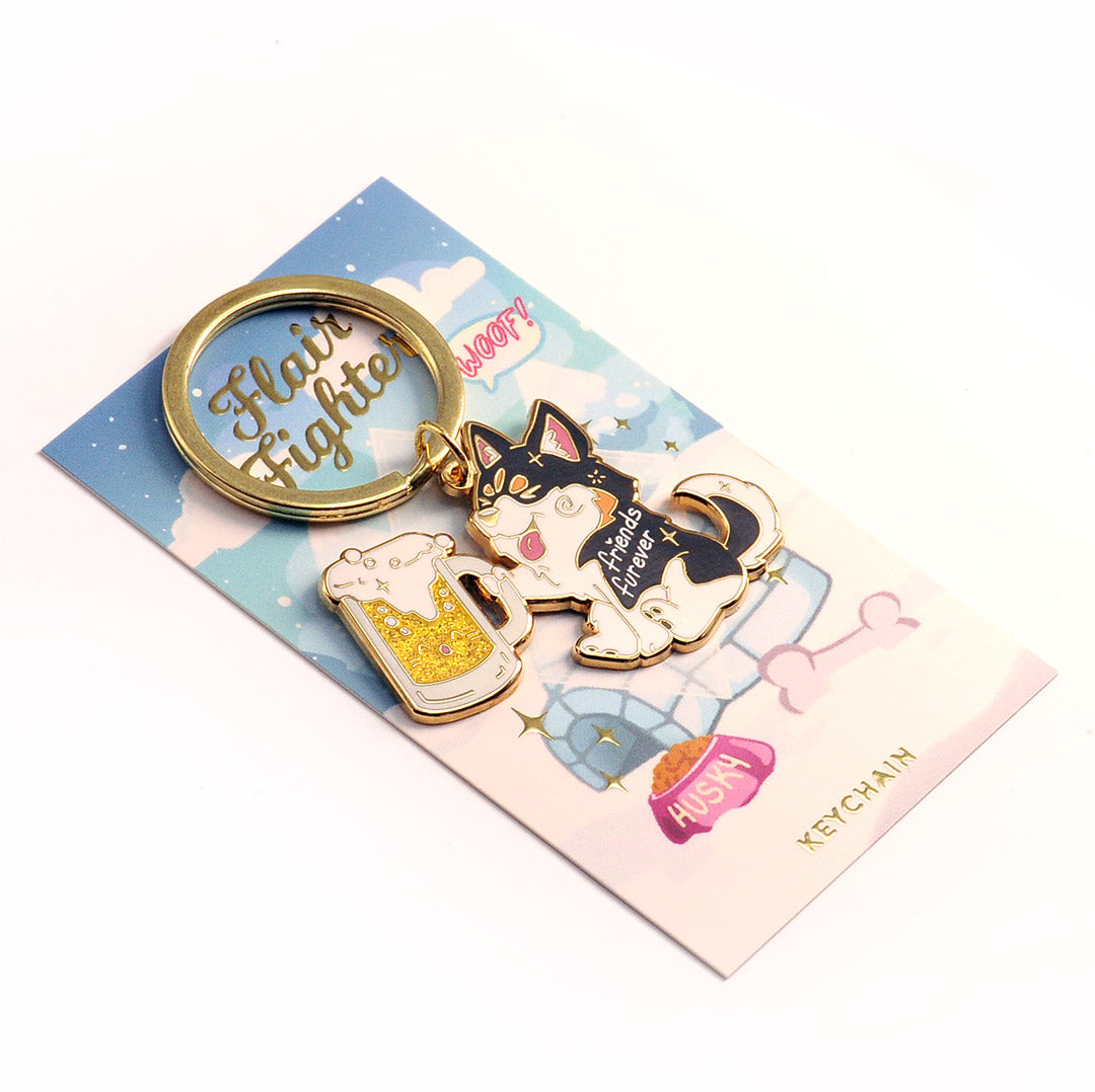 Friends Furever Husky Enamel Keychain-3