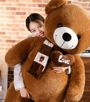 Huge 100cm Brown Giant Teddy Bear Toys Stuffed Animals Soft Plush Cotton Scarf Bear Hold Pillow Doll-2
