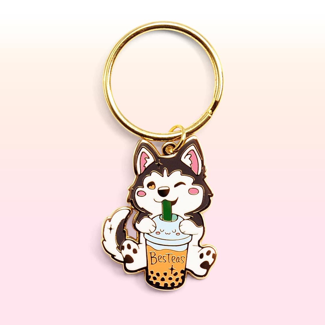 Besteas Boba Husky Enamel Keychain-0