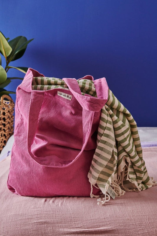Cord Tote Bag in Fuchsia-0