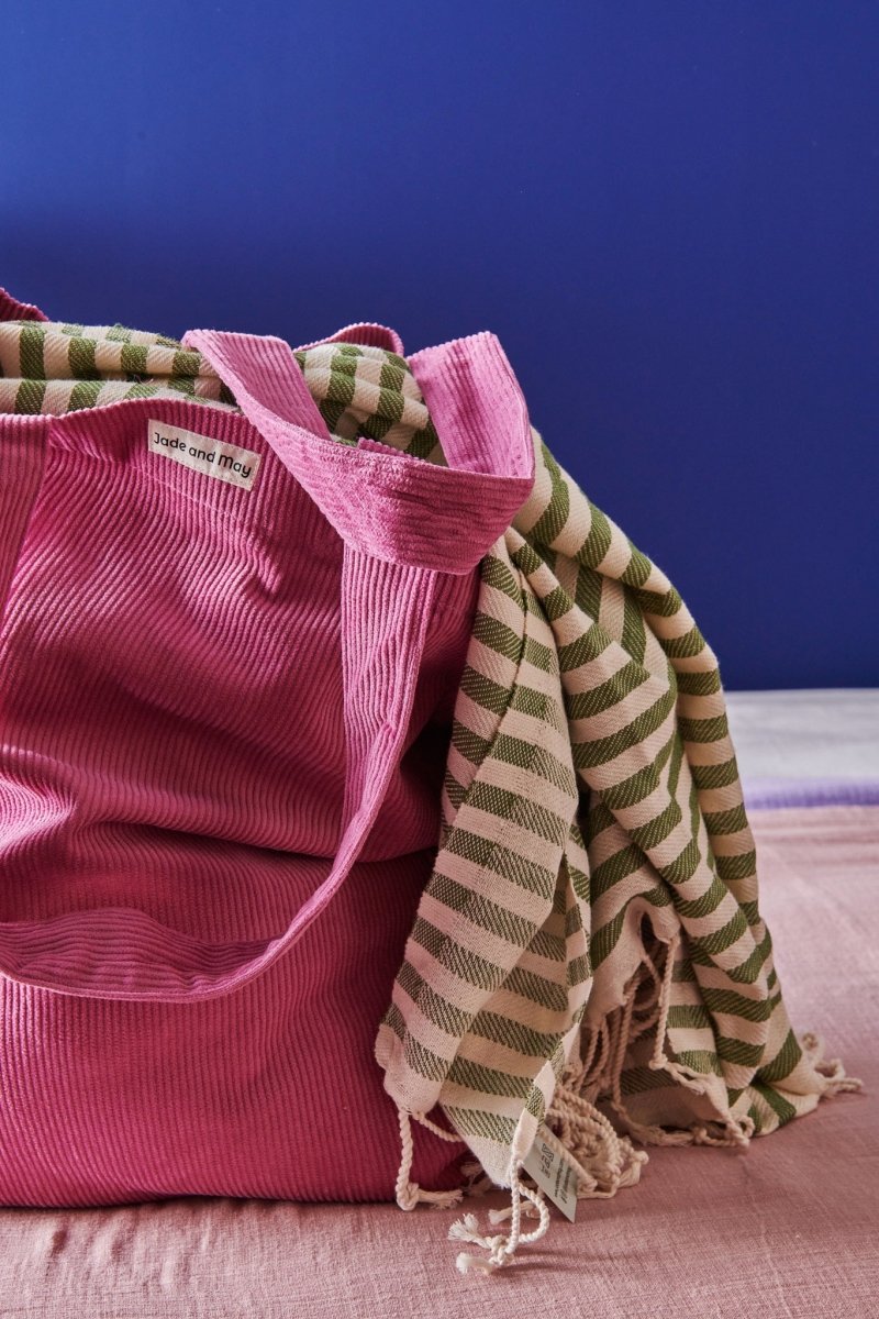 Cord Tote Bag in Fuchsia-2