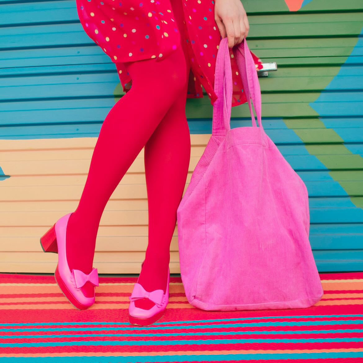 Cord Tote Bag in Fuchsia-1