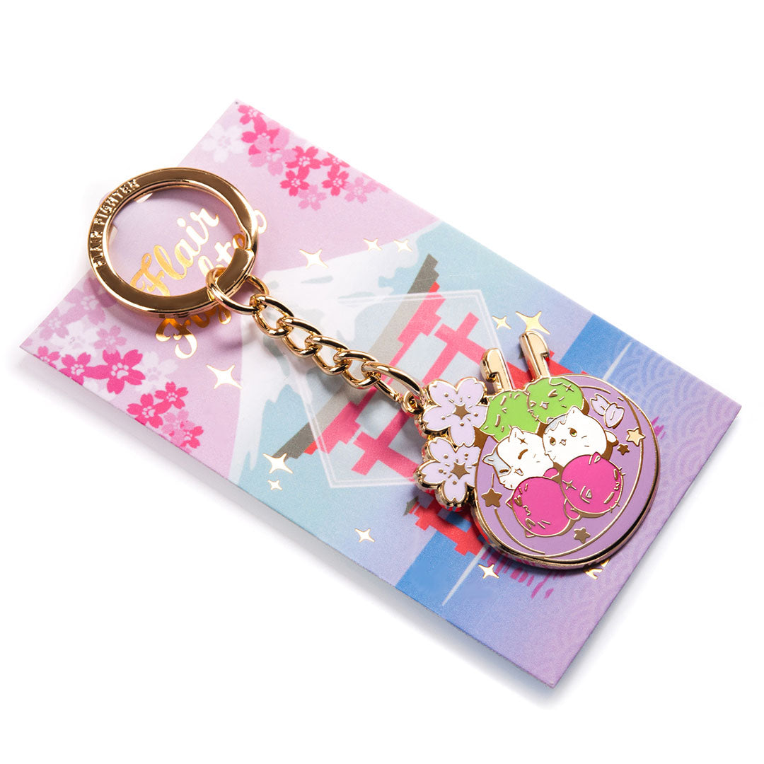 Kitty Dango Enamel Keychain-1