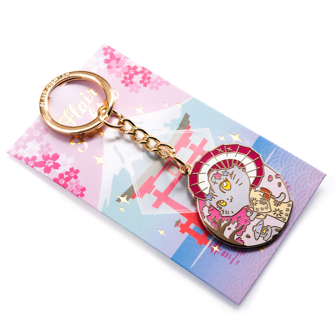 Kimono Cat Enamel Keychain-1