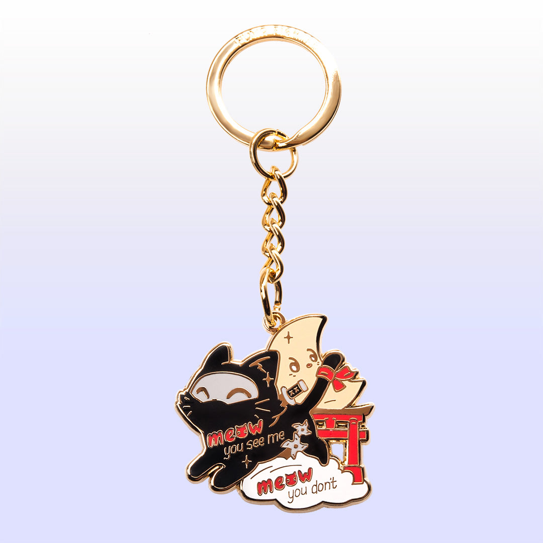 Ninja Cat Enamel Keychain-0