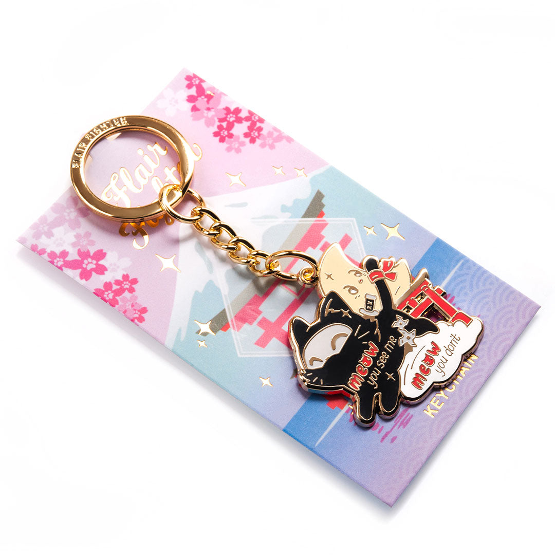Ninja Cat Enamel Keychain-1