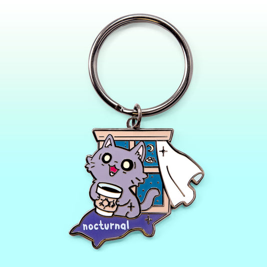 Nocturnal (Nebelung Cat) Keychain-0