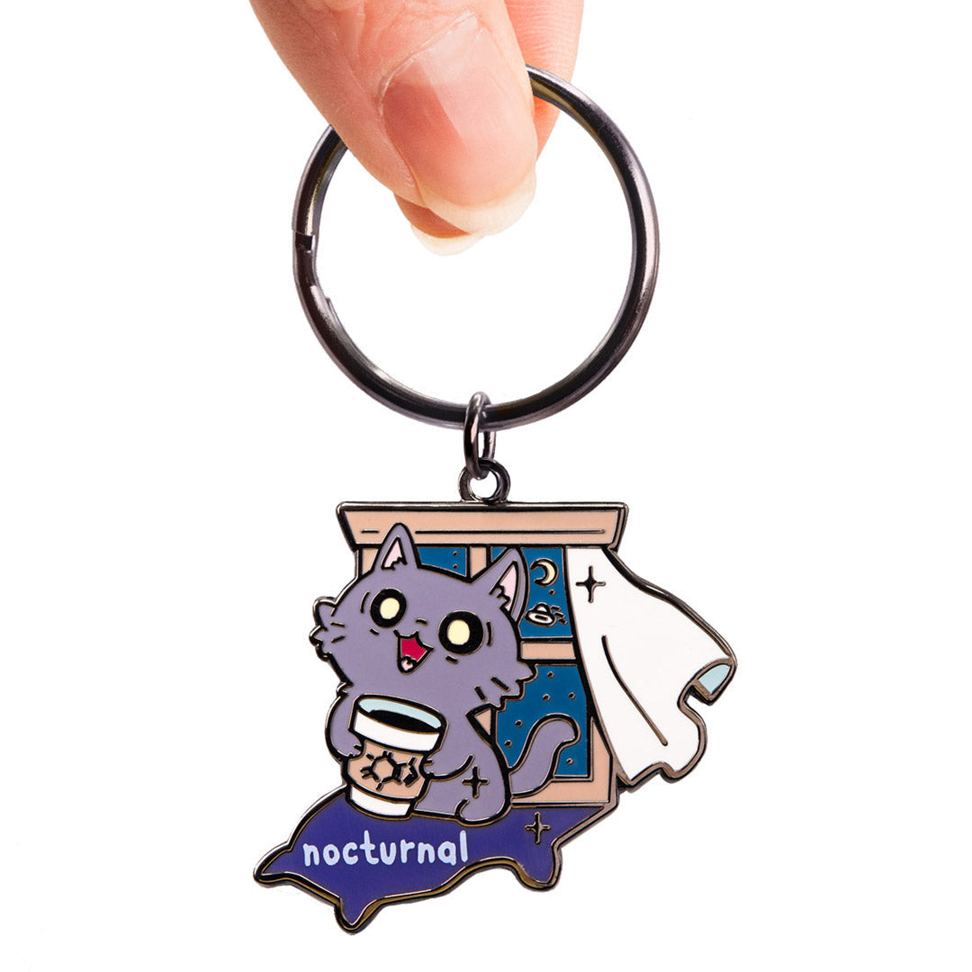 Nocturnal (Nebelung Cat) Keychain-2