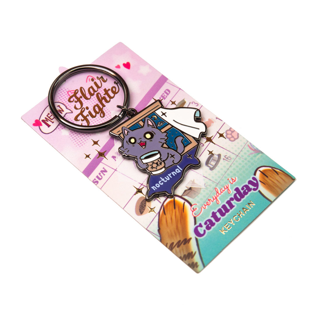 Nocturnal (Nebelung Cat) Keychain-4