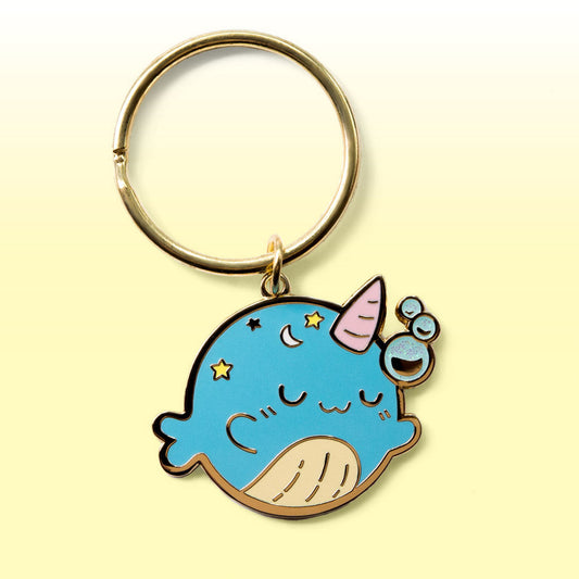 Sleepy Whale Enamel Keychain-0