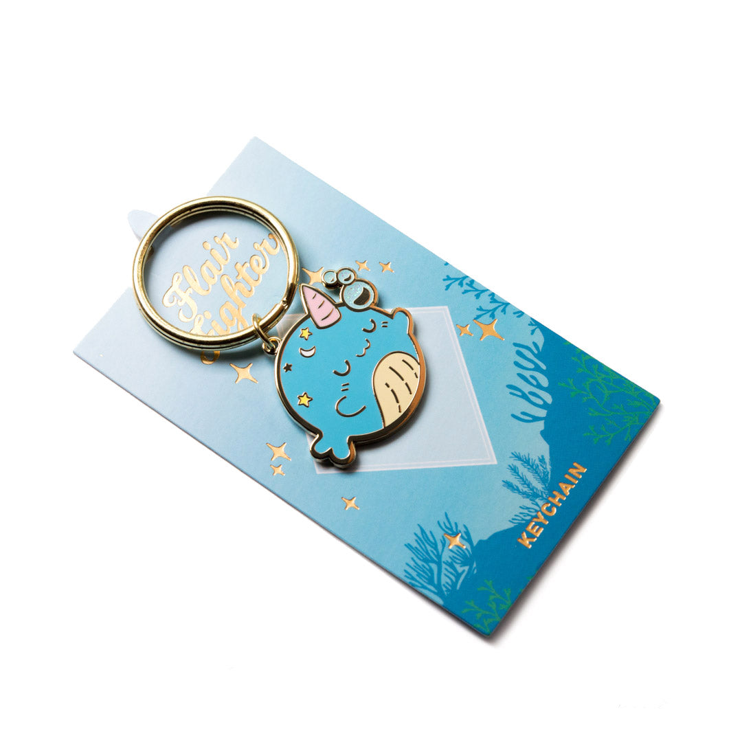 Sleepy Whale Enamel Keychain-4