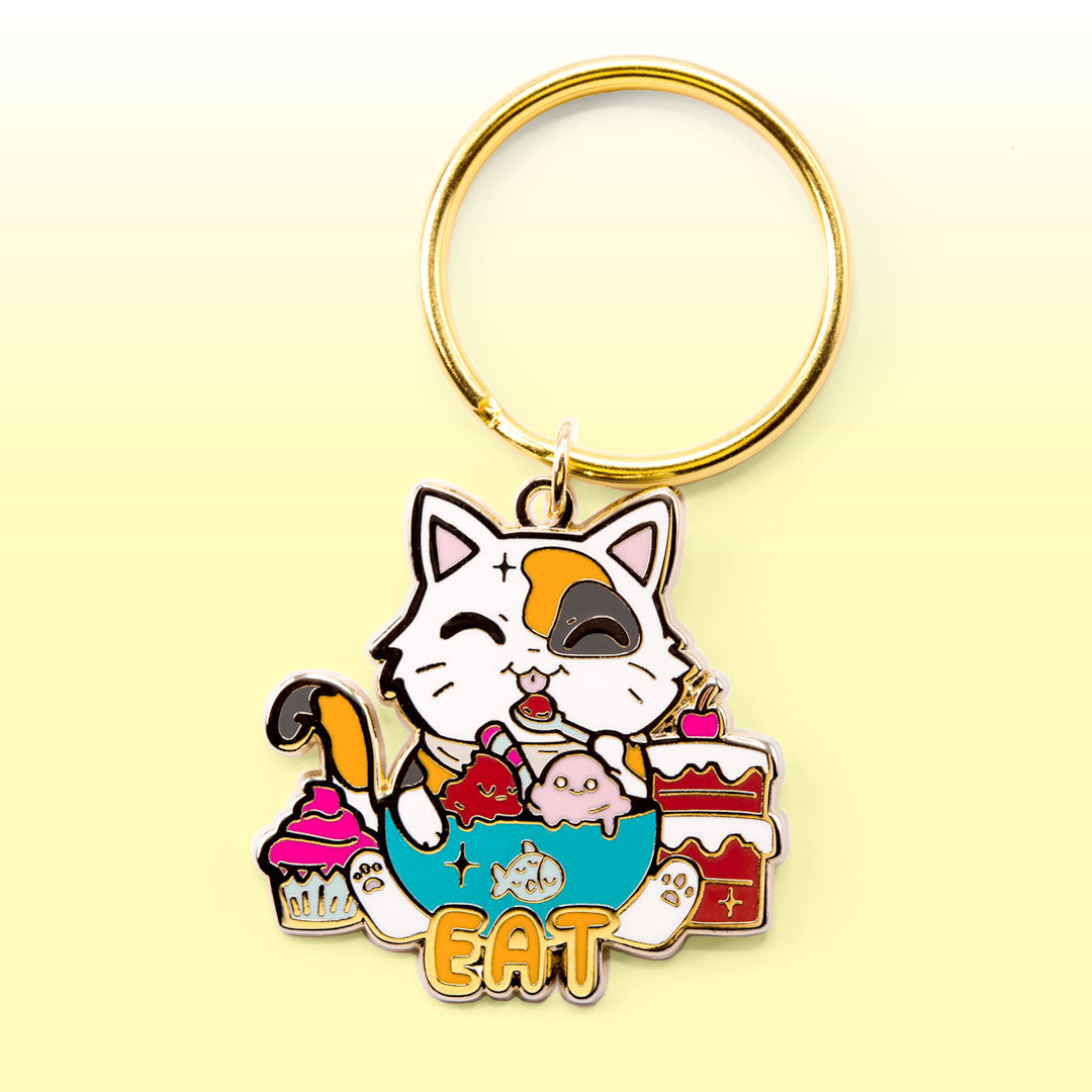 EAT (Calico Cat) Keychain-0