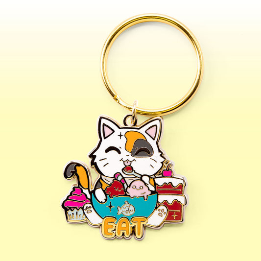 EAT (Calico Cat) Keychain-0