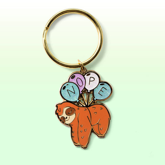 NOPE Balloon Sloth Enamel Keychain-0