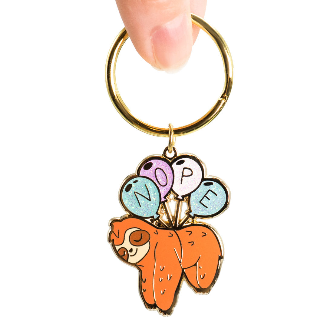 NOPE Balloon Sloth Enamel Keychain-3