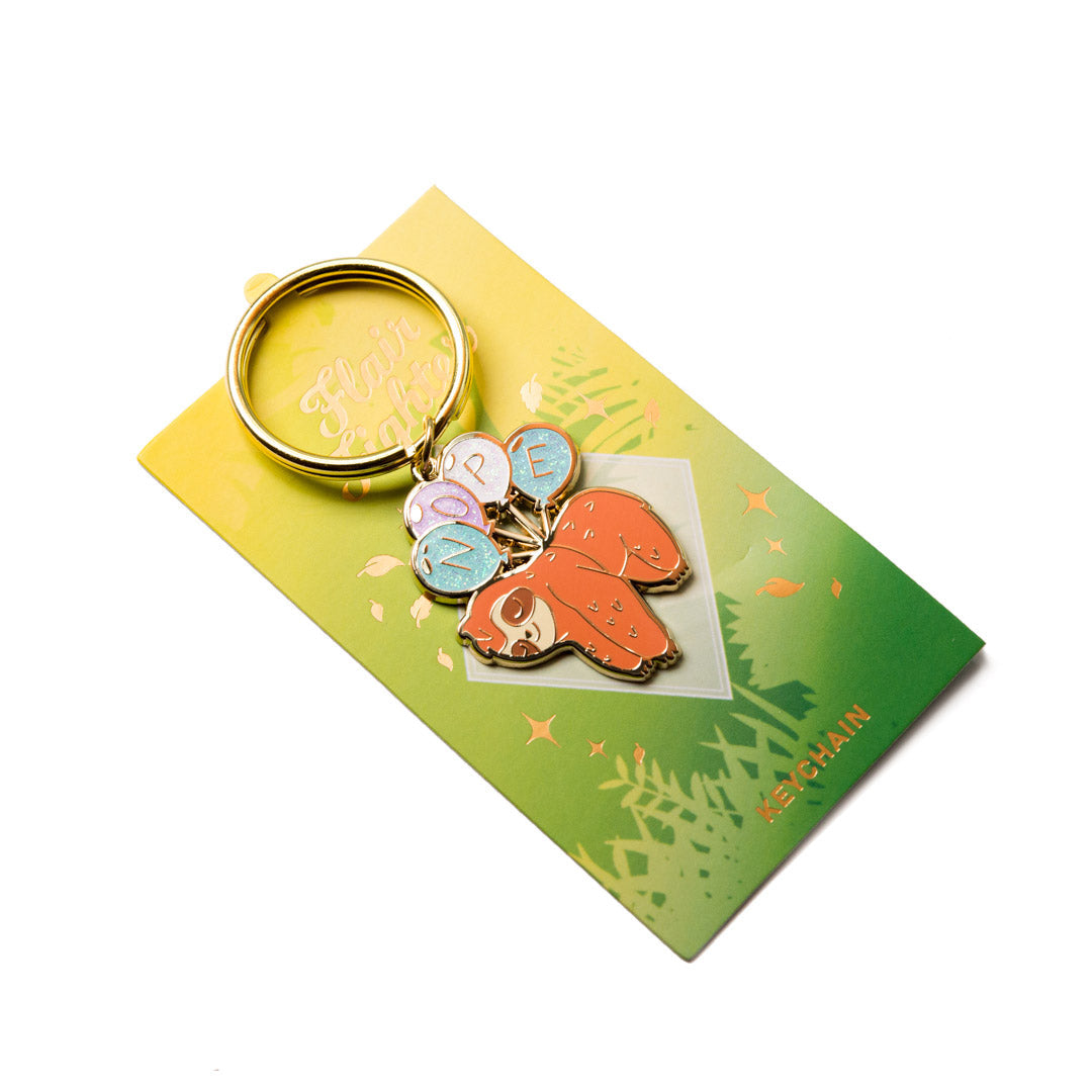 NOPE Balloon Sloth Enamel Keychain-4