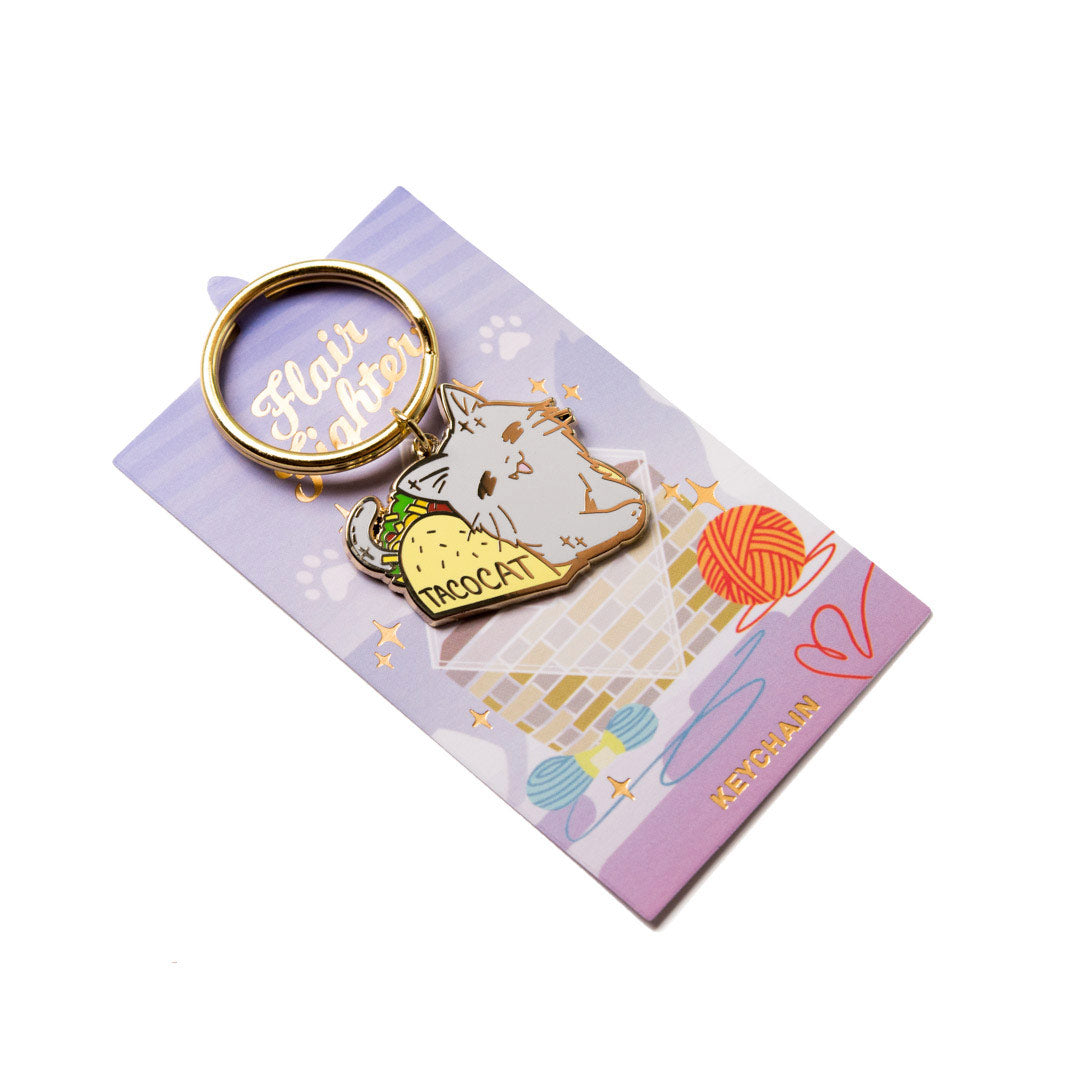 Taco Cat Enamel Keychain-3