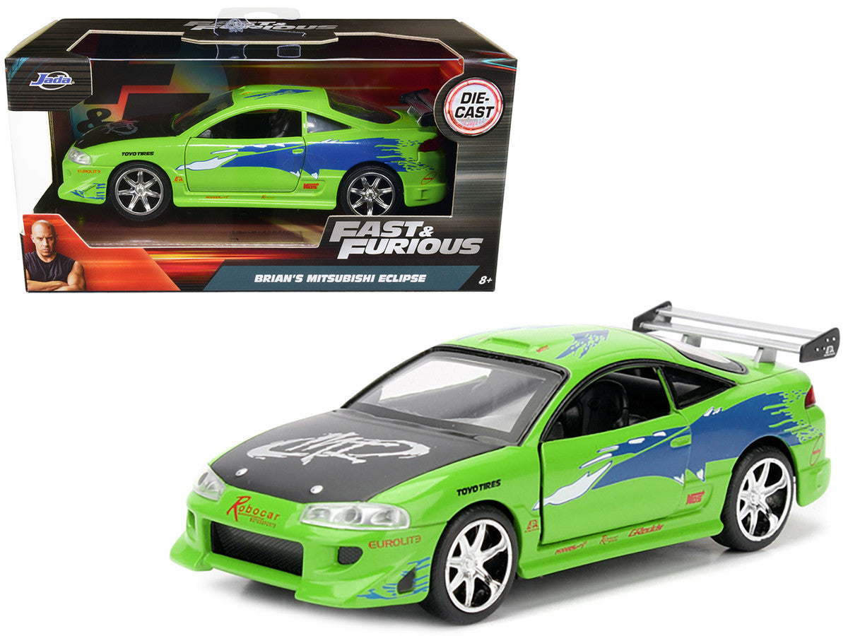 Brian's 1995 Mitsubishi Eclipse Green with Graphics "Fast & Furious" Movie 1/32 Diecast Model Car by Jada-0