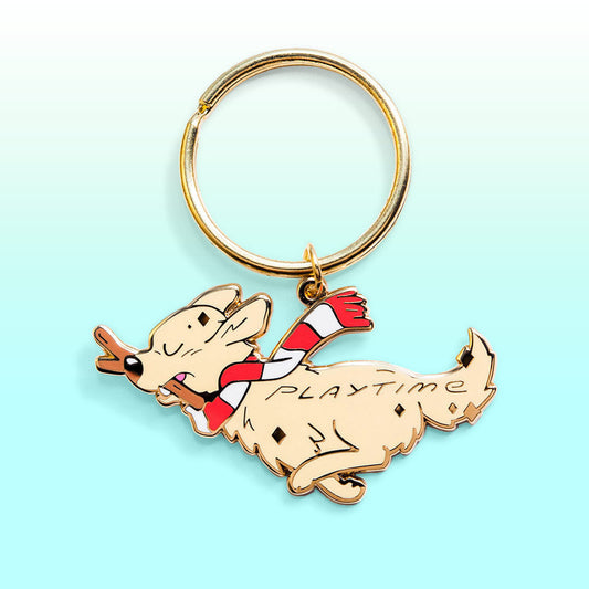 Playtime Golden Retriever Enamel Keychain-0