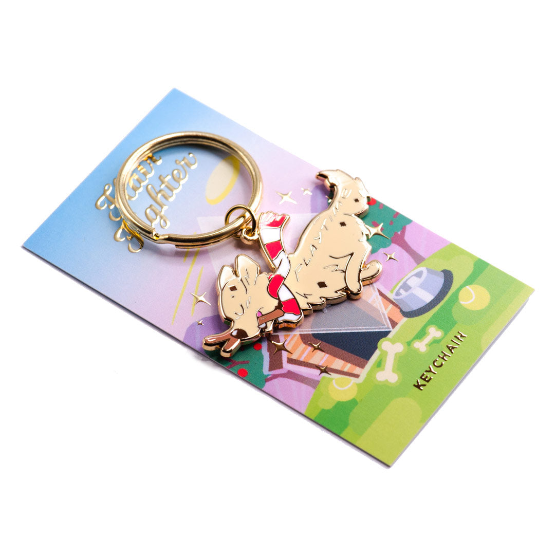 Playtime Golden Retriever Enamel Keychain-3