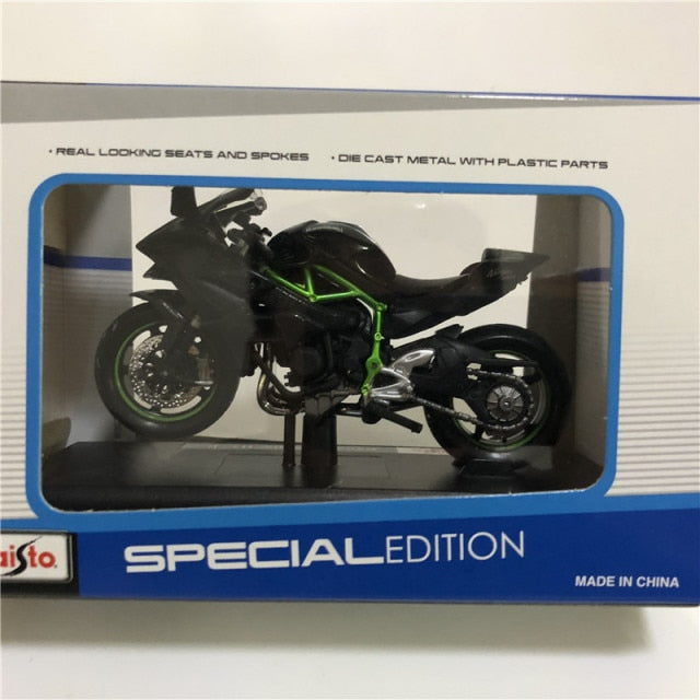 Motorcycle Diecast Alloy Model Toy Black Ninja H2R Motorbike Detachable Collection-3