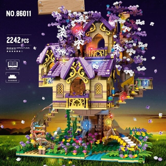 Purple Fairy Tree House 2242PCS Modular Building Blocks Bricks Educational Toys Birthday christmas Gift-1