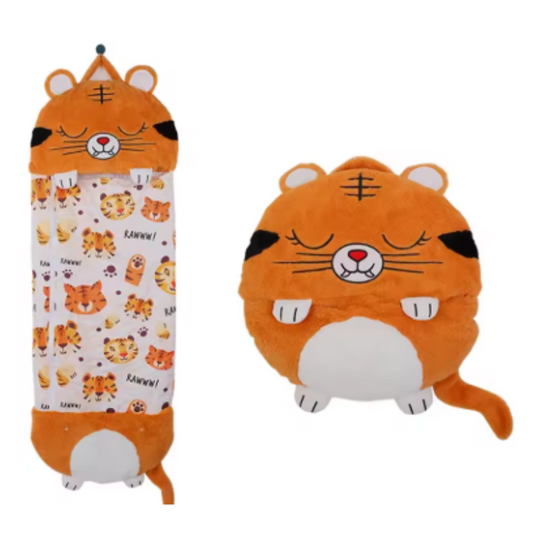 Kids Shark Sleeping Bag Plush Doll Pillow (Orange)-0
