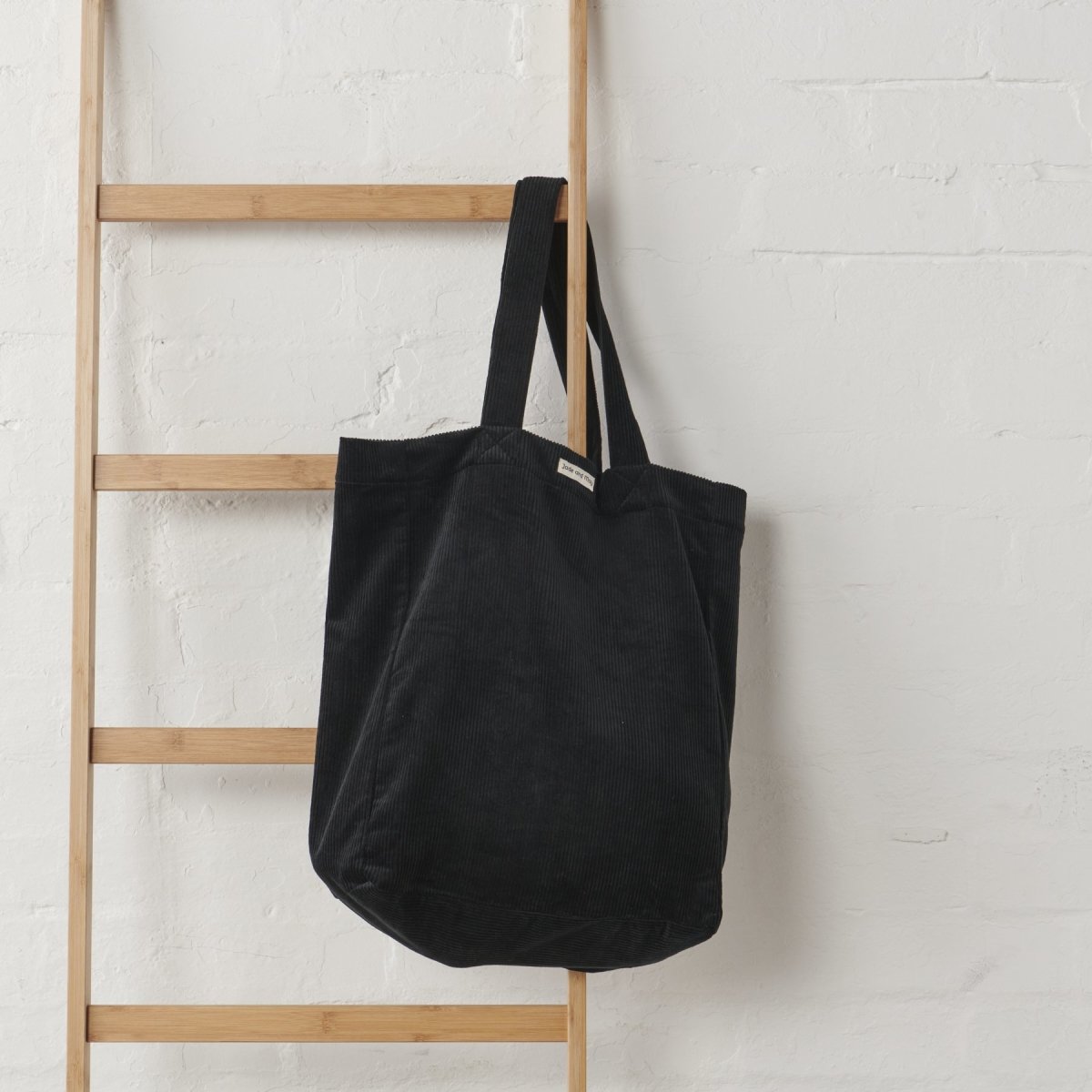 Cord Tote Bag in Black-3