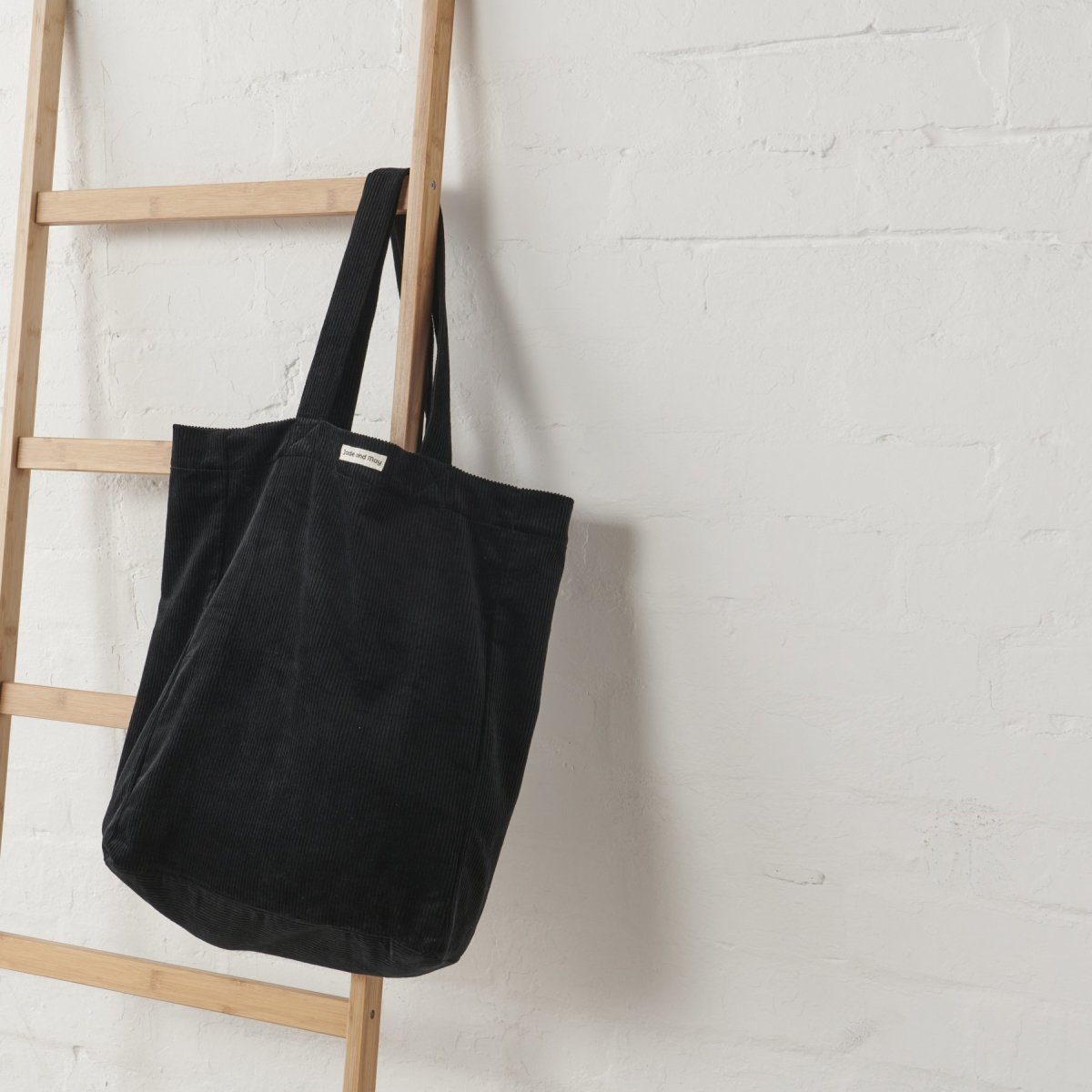 Cord Tote Bag in Black-2